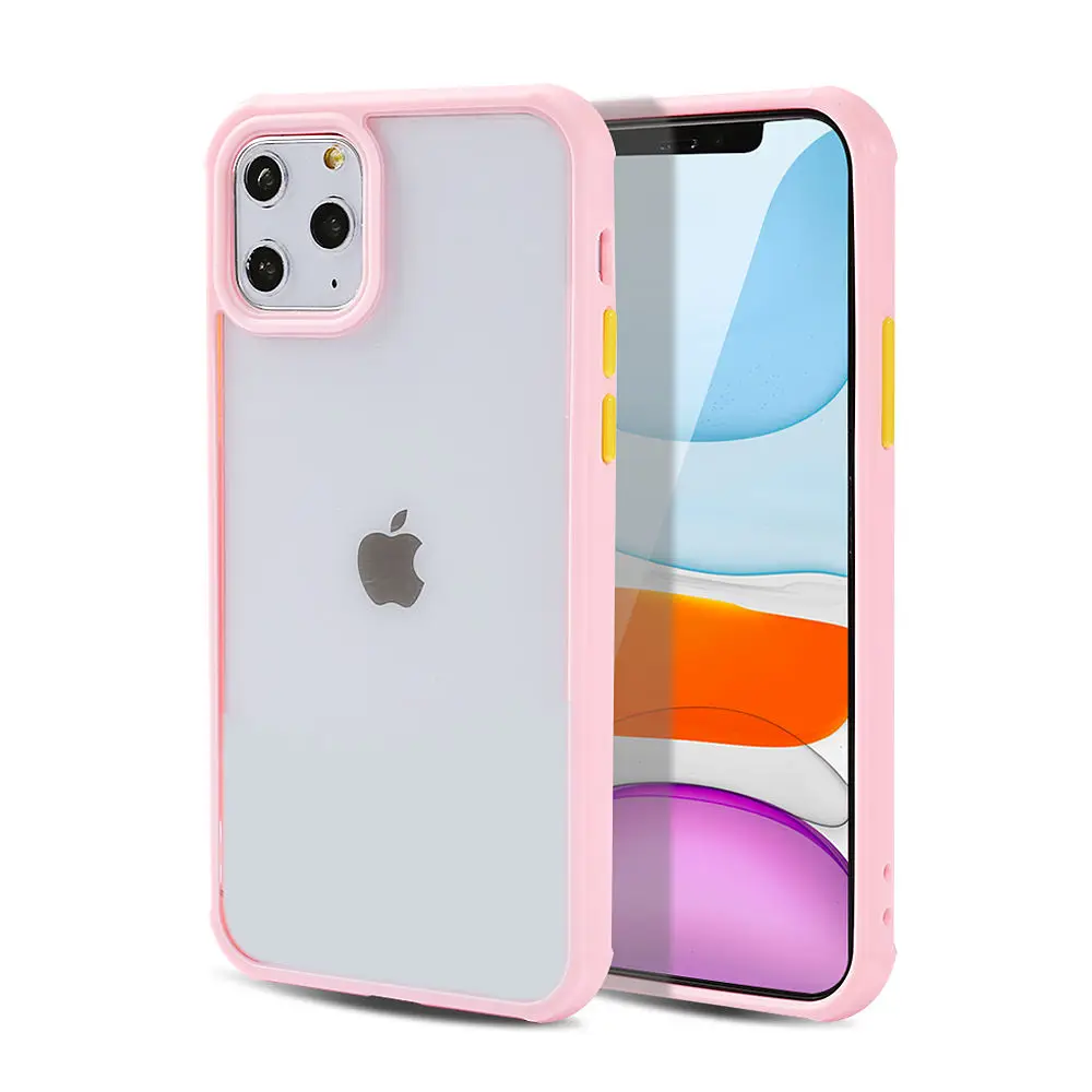 Карамельный цвет противоударный чехол для телефона для iPhone 11 11Pro Max XR X XS Max 8 7 6 6S Plus мягкая рамка прозрачная задняя крышка Capa - Цвет: Pink