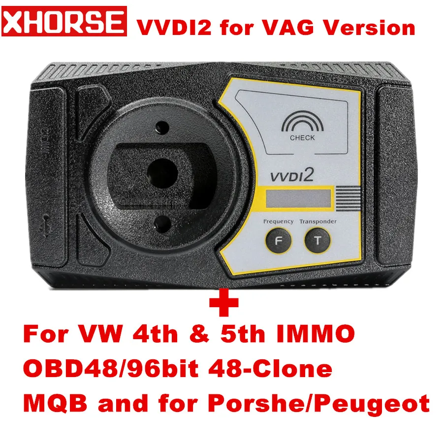 Best Price Xhorse VVDI2 Prog for VAG Version with Basic + for VW 4th & 5th IMMO + OBD48 + 96bit 48-Clone + MQB + for Porshe+ for Peugeot
