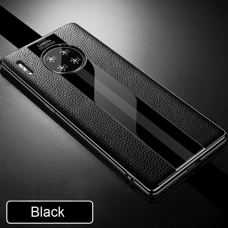 Black Роскошный чехол из натуральной кожи для huawei mate 30 Pro, чехол, кожаный противоударный чехол, чехол для задней панели funda mate 30 Pro, защитный чехол - Цвет: Black