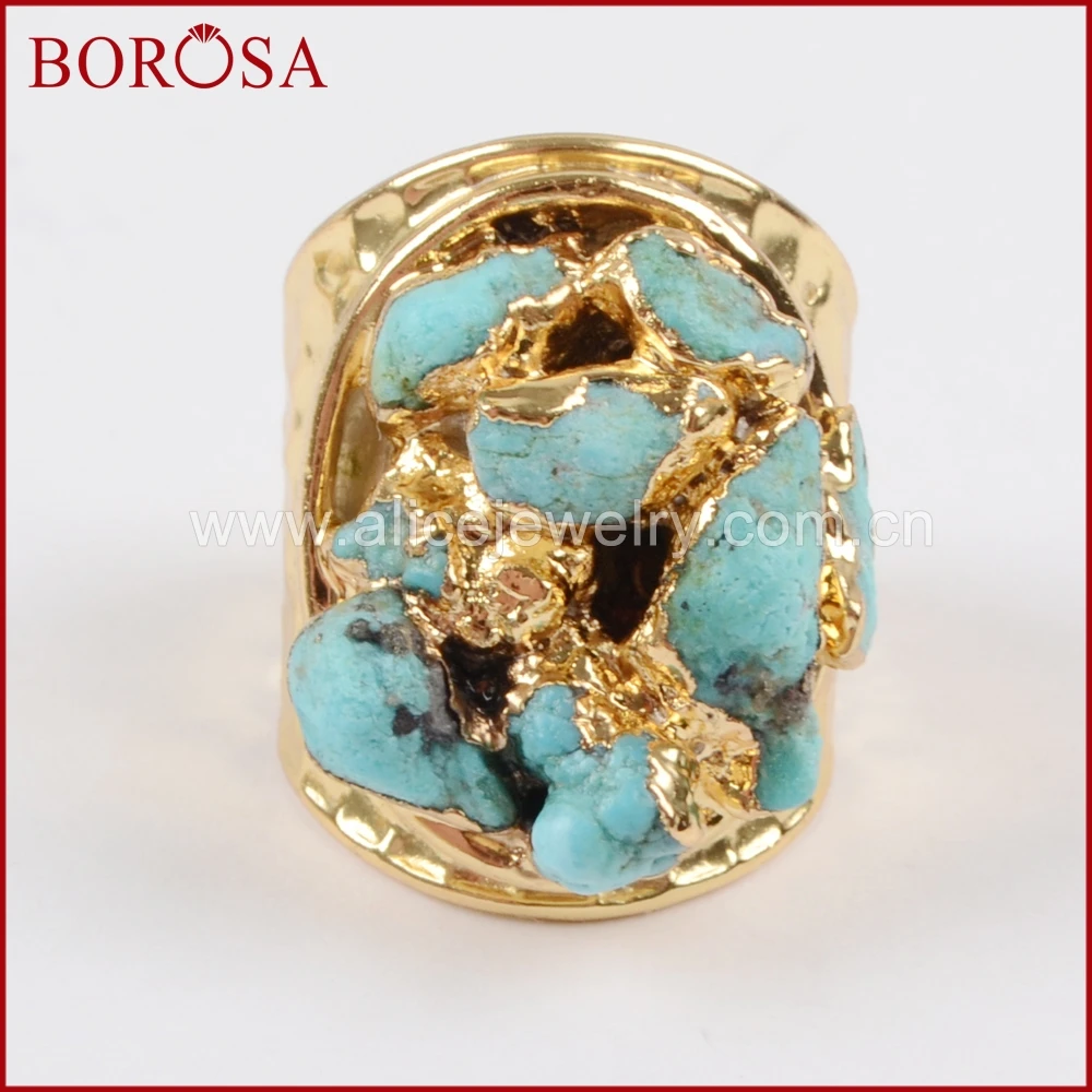 Женское кольцо с кристаллами BOROSA вечерние кольца золотого цвета из натуральной