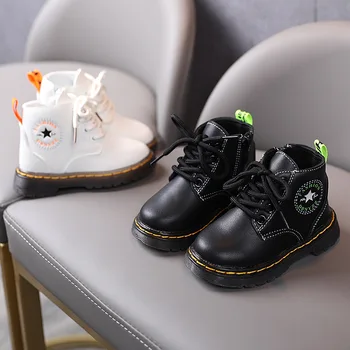 

2020 Baby Boots 1-6 Years Boys Girls Shoes Autumn Winter Kids Martin Boots Soft Leather Soft Bottom Sports Boots Sneakers