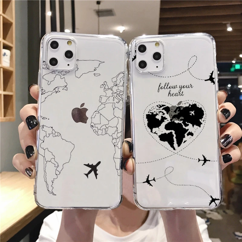 Чехол для телефона с картой мира iPhone 11Pro MAX XR XS 6 6S 7 8 | Мобильные телефоны и