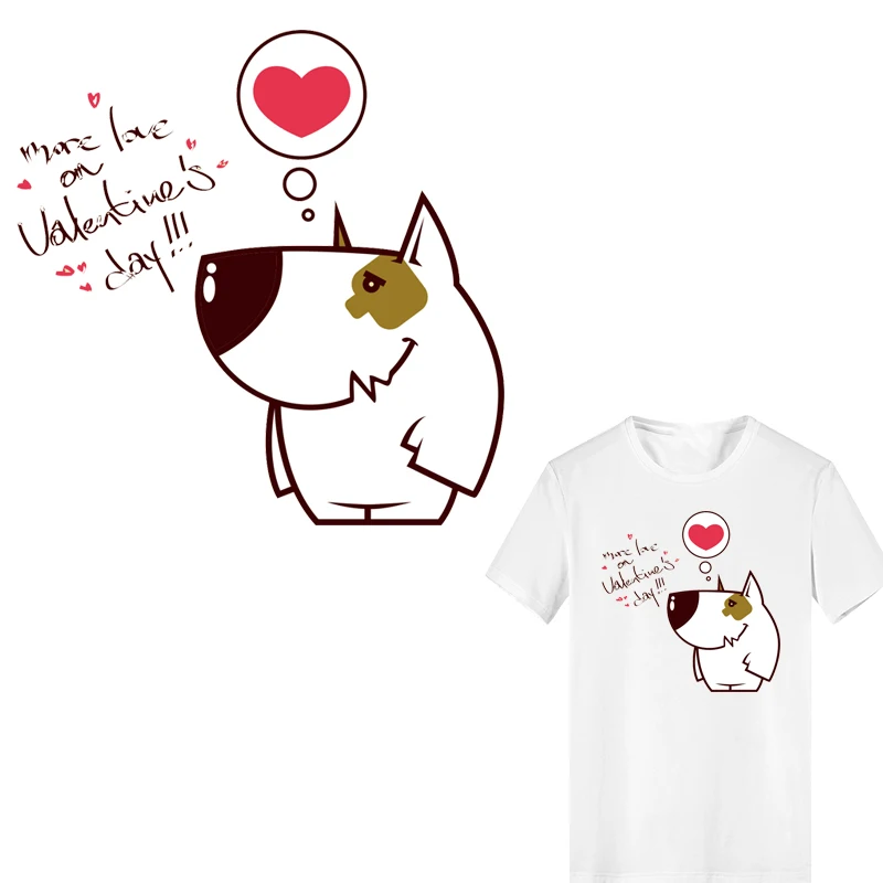 

Iron-on Transfers Letter Dog Heart Patches for Kids Clothing Applique Heat Transfer Vinyl Ironing Clothes Stickers Thermal Press