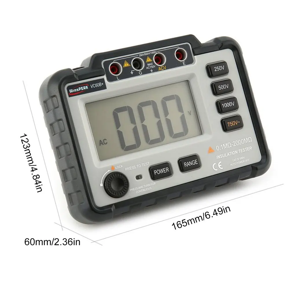 VC60B+ цифровой тестер сопротивления изоляции 250 в 500 в 1000 В измеритель заземления мегометр мегомметр вольтметр мультиметр