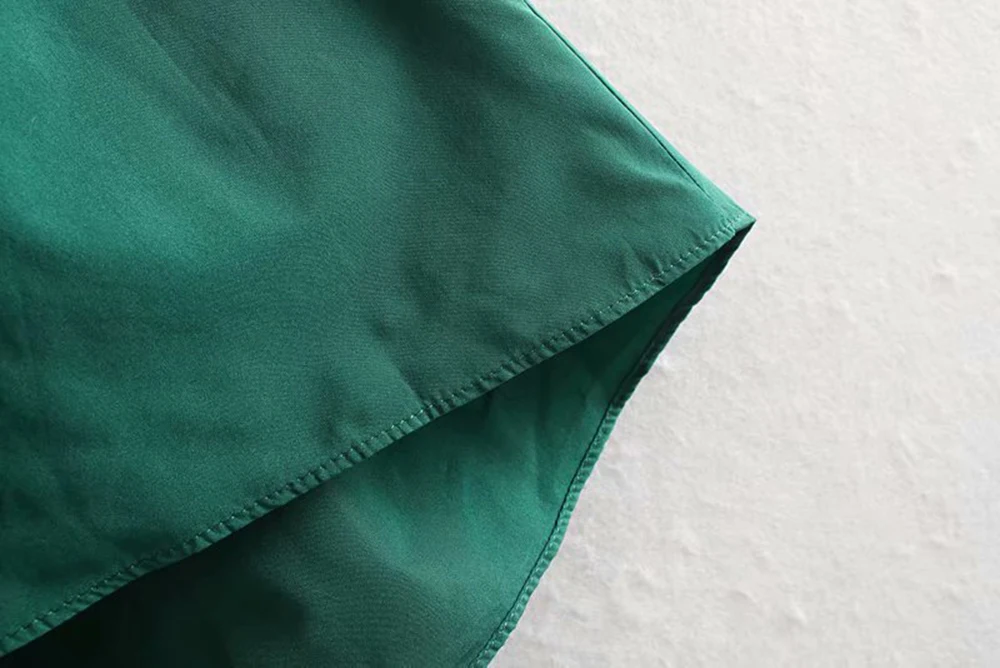 Новинка, мини-платье ZA, женское зеленое платье с v-образным вырезом и рукавом в пять точек, многослойное, свободное, очаровательное, темпераментное платье
