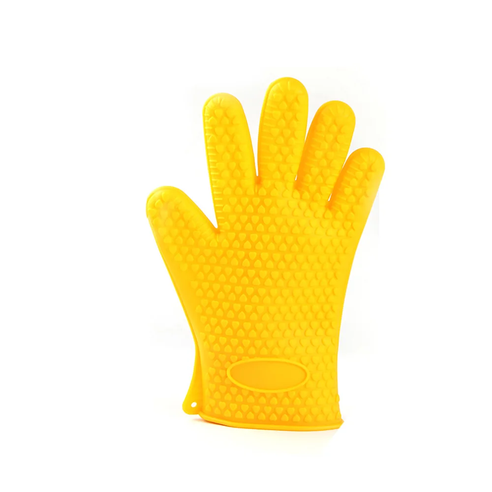 Microwave Heat Resistant Silicone Kitchen Oven Mitt Glove Potholder For Grilling And BBQ Waterproof Gloves - Цвет: 01