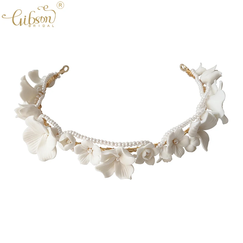 

Свадебная тиара ручной работы в стиле Ins, керамические цветы, аксессуары для волос, женская бижутерия, свадебная корона для 2022