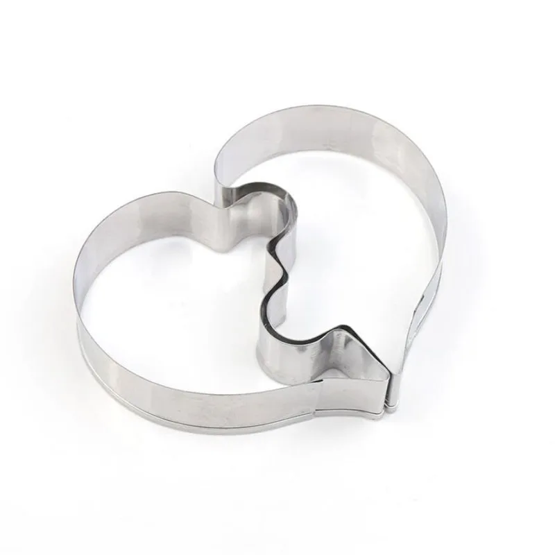 Heart Cookie Molds Left Right Heart Shaped Cookie Cutter Funny Love Wedding Puzzles Romantic Cookies Mold Biscuits Stamp 2 Pcs cookie cutter baking mold cookie mould cookie printing mold