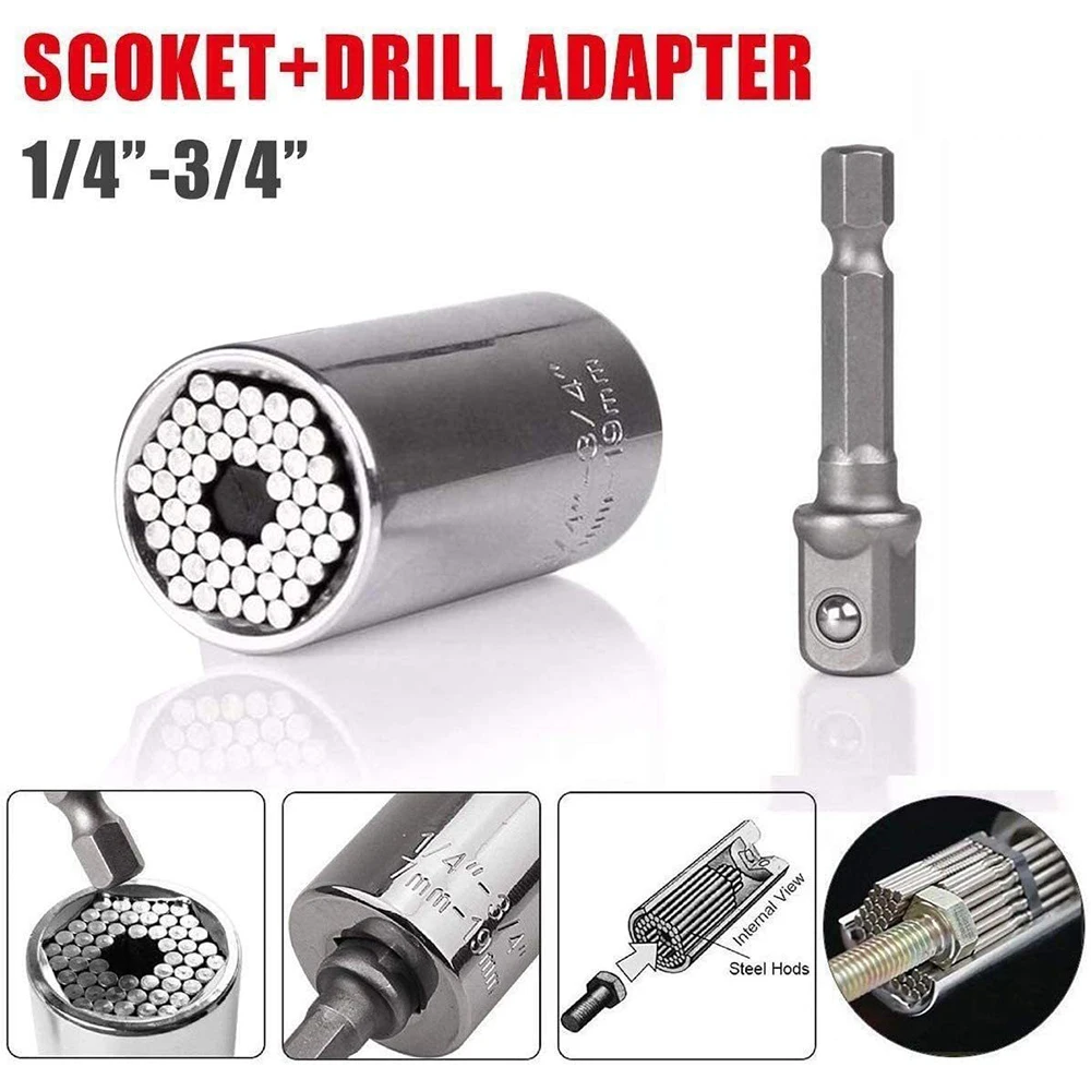 For Him Men Universal Socket Ratchet Wrenches Rod Drill Adapter Gator Grip Gift 