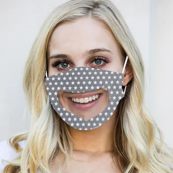 

3pcs Transparent Visible Lip Face Mask Adult Star Print Mouth Muffle Washable Face Cover Mondkapjes Wasbaar Face Mouth Mask
