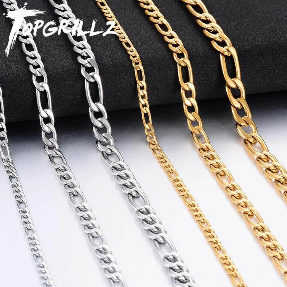 Stainless Steel Figaro Chain Gold Color 