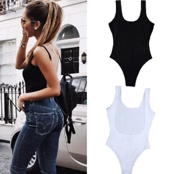 

2019 Women Sexy Stretch Leotard Sleeveless Jumpsuit Bodycon Bodysuit Backless Solid Bodycon Romper Shirts S-XXL