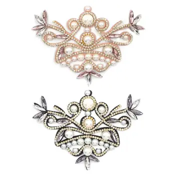 

2 Pcs/pair Artificial Pearl Bridal Shoe Flower DIY Rhinestone Wedding Party Shoes Accessory 4.65 x 3.35 in