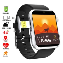 Akıllı saat 4G Sim kart Wifi GPS MT6739 Quadcore 1.5GHz 3GB 32GB çift 5MP kamera spor izci IOS için akıllı saat Android telefon