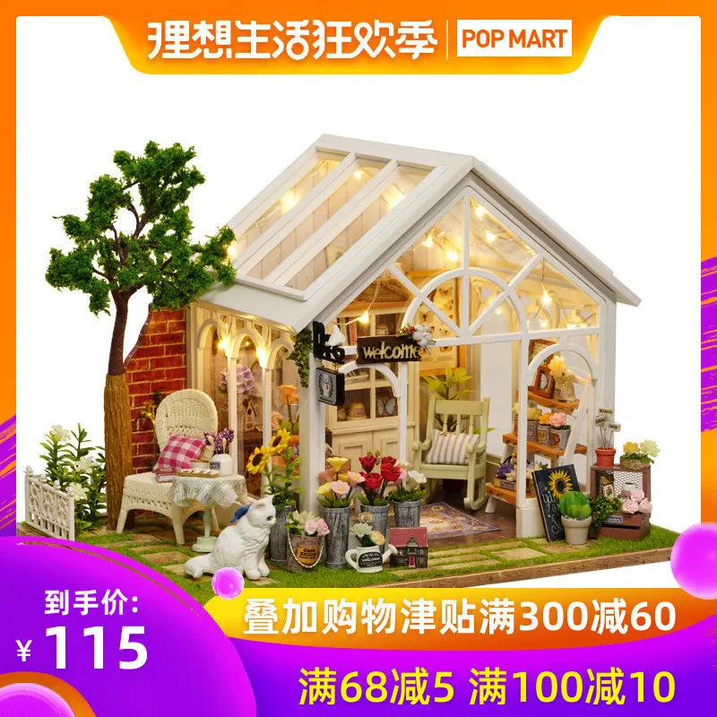 

DIY House Sunshine Floorra Handmade Architecture Model Cabin Assembled Big Wooden Toys Send Mainland China Birthday
