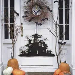 1 шт. Хэллоуин призрак нетканый материал висячая стена черный дом с привидениями и белое украшение призрак украшения для Хэллоуин-вечеринки