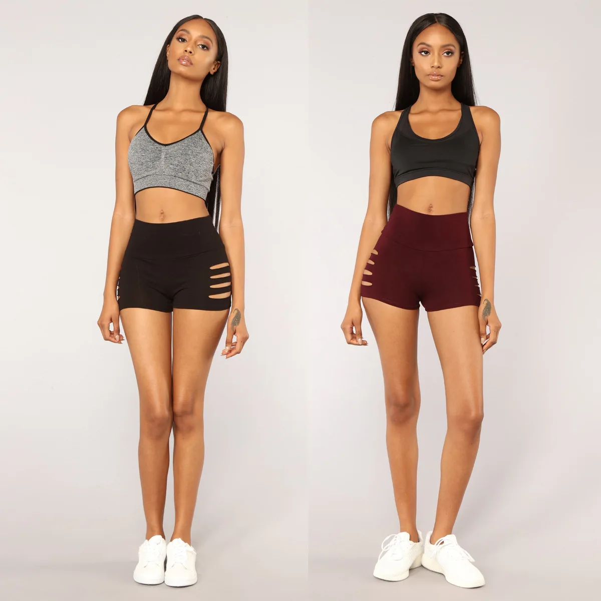 

2018 Wish Summer New Style Side with Holes Sports Shorts Comfortable High-waisted Elasticity Shorts L3005