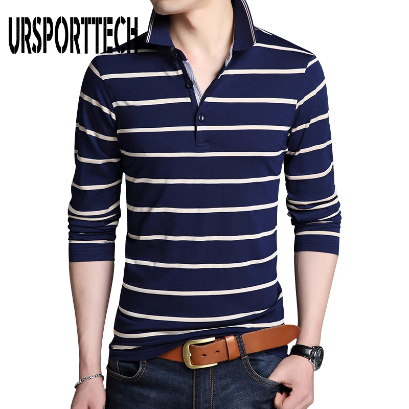 Polo de manga larga para hombre, Camiseta de algodón con cuello levantado a rayas de gran tamaño, informal con solapa, camisetas bordadas, 5XL|Polo| - AliExpress