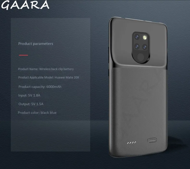 6000mAh Аккумулятор Чехол для huawei mate 20X Силиконовый противоударный аккумулятор зарядное устройство чехол тонкий 20X power Bank чехол внешний резервный