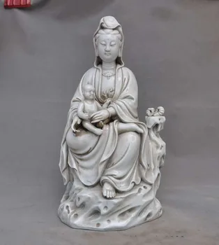 

christmas china dehua porcelain boy songzi Kwan-Yin Guan Yin goddess seat buddha statue halloween