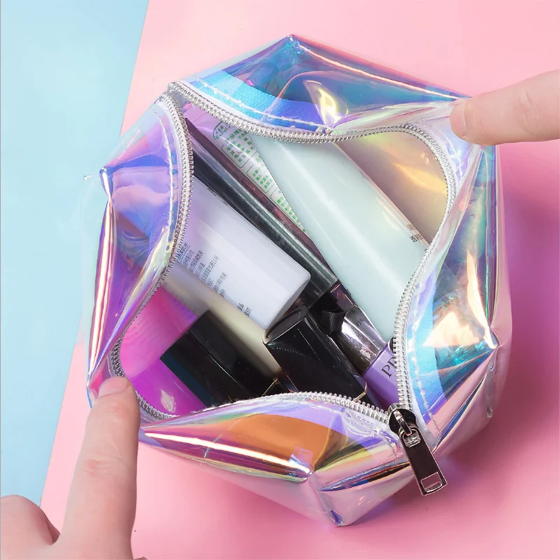 New Hot Sale Laser Design Transparent Travel Storage Bag Female Waterproof Jelly Bag PVC Cosmetic Bag For Female Makeup Bags