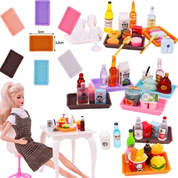Accessoires pour poupées barbie, Mini plateau de rangement, bouteille de vin, bouteille de boisson, petit déjeuner, pain, collation pour barbie, BJD, maison, jouets 