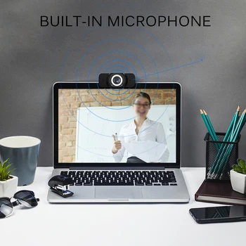 

1080P Webcam Webcam Cam For PC Laptop Desktop W/ Microphone USB 2.0 Black