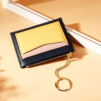 

Korean Version Women Wallet Fashion Zippers Card Package Money Bag Chains Small Coin Pockets Female Purse ID Holders