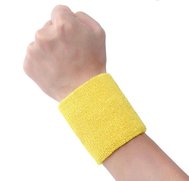 Yellow 8*8 см для мужчин и женщин спортивный напульсник махровая ткань повязка на запястье теннис/Баскетбол/бадминтон браслет тренажерный зал Кроссфит наручные обертывания - Цвет: Yellow