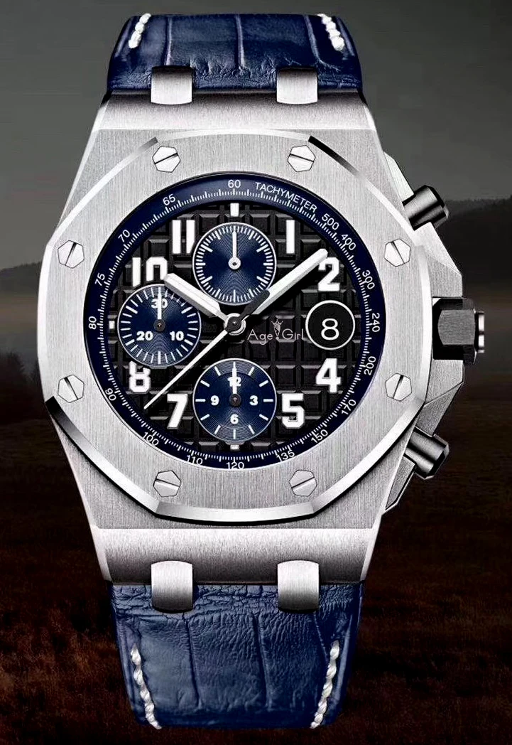 

Luxury Brand New Brown Leather Chronograph Men Watch Stopwatch Blue Black Rose Gold White Sapphire Crystal Watches Limited AAA+