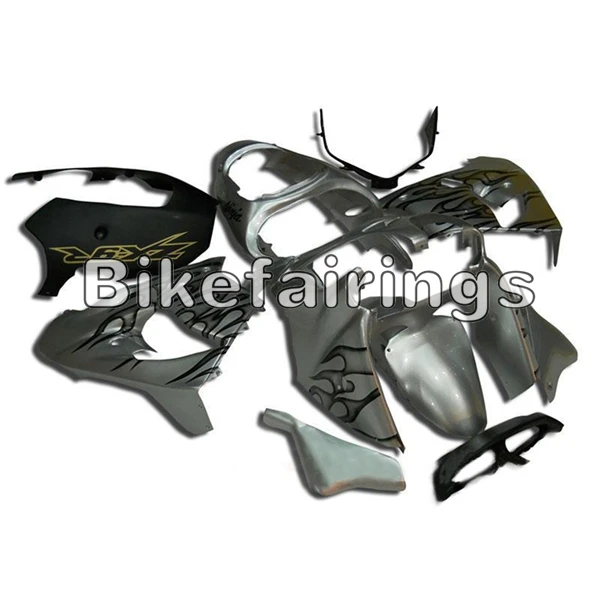 Полный обтекатель для Kawasaki ZX9R 2000 2001 ZX-9R 00 01 ABS пластик Обтекатели мотоциклетный кузов Глянец серебро с черным пламенем