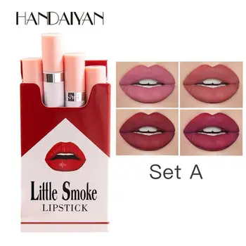 

HANDAIYAN 4pcs cigarette Matte Lipstick Tubes Waterproof Lipstick Sexy Long Lasting Makeup Non-Stick Cup Lipstick set