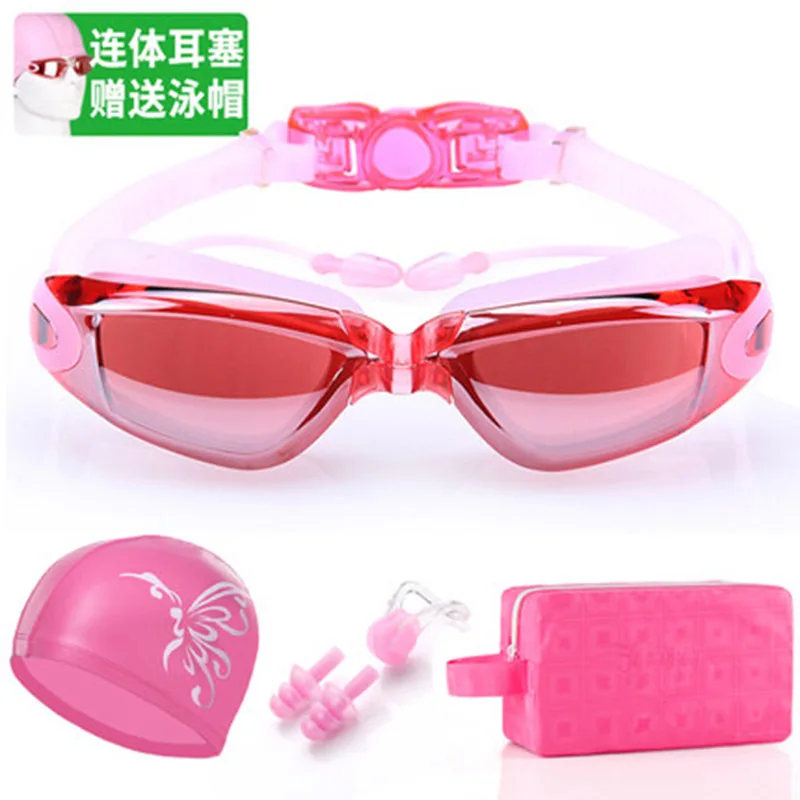 

Goggles Women's Myopia High-definition One-piece Men's Big Box Adult Anti-fog Earplug Swimming Cap Swimming Bag Swimming Glasses