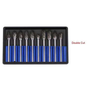 

10Pcs/Box Rotary Burrs Metalworking Rotary Files Rotary Burr Bit Set 3Mm Shank 6Mm Cutting Head Diameter
