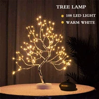 LED Night Light Mini Christmas Tree Copper Wire Garland Lamp For Kids Home Bedroom Decoration Decor Fairy Light Holiday lighting 2