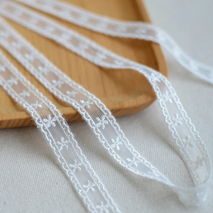 4 Meters/lot Width 1.2cm White Embroidery Lace Trim Fabric DIY Sewing Garment Accessories Dress Meterial