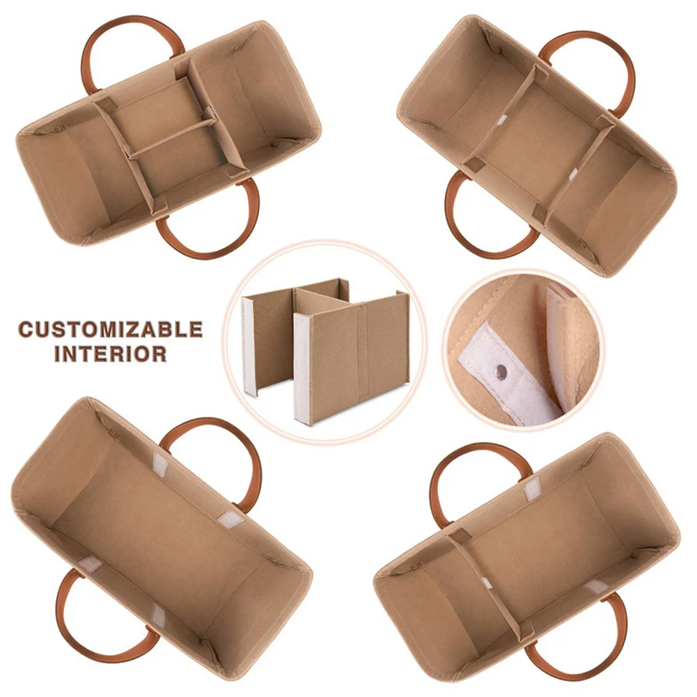 Felt Baby Diaper Caddy Organizer Portable Holder Bag for Changing Table and Car, Nursery Essentials Storage Bins 38*26*23cm