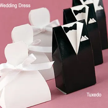 

100pcs/lots Wedding Candy Box Gifts Bride And Groom Dresses Wedding Event Festive Party Favor Box Party Supplies nm