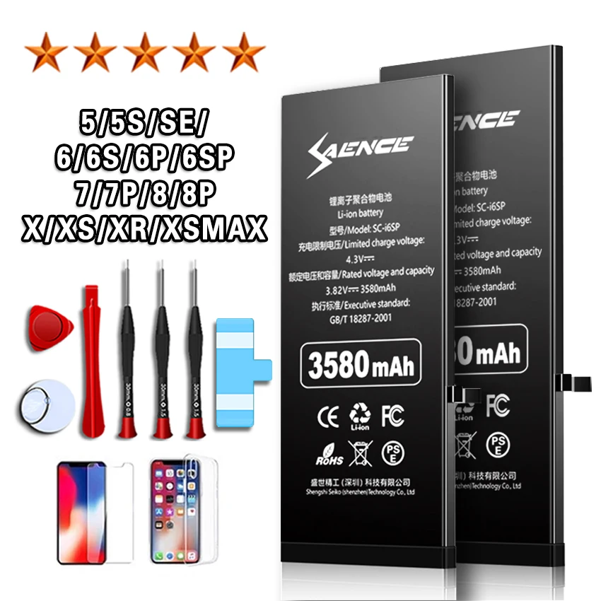 Новинка 100% аккумулятор для телефона с высокой емкостью iPhone 5 5S 5C SE 6 6S 7 8 Plus X XS MAX XR 11