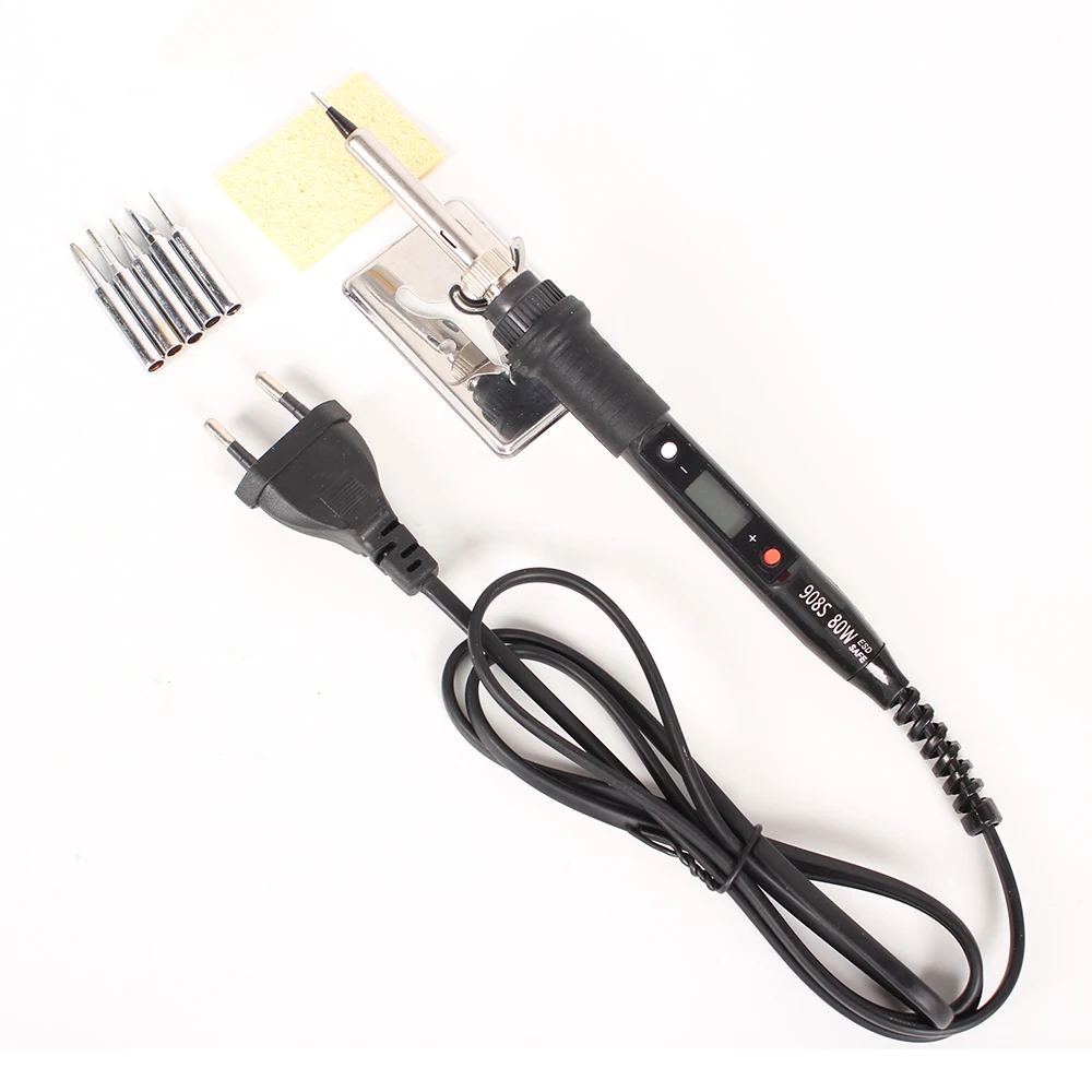 80W Iron Set Горячие Продажи 220 В 60 Вт Регулируемая Температура Электрический Паяльник Мини Припоя Ручка Тепло Карандаш С 5 шт. Советы ЕС Plug - Цвет: 80W Iron Set