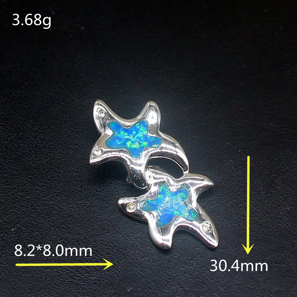 Gemstonefactory Jewelry Big Promotion 925 Silver Blue Opal Starfish Shape Women Ladies Gifts Necklace Pendant 20214524