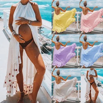 

Summer Women Maternity Dresses Pregnant Dresses Maternity Clothes Plus Size Pregnancy Dress Floral Backless Dress Beach Clothes