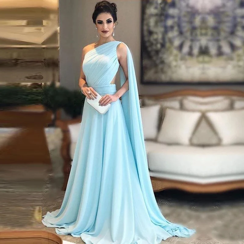 NBS083 элегантное вечернее платье на одно плечо шифоновое Vestido de Festa vestidos fiesta noche