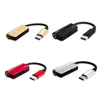 

1000pcs/lot USB Type C Audio Cable 2 in 1 Type-C to 3.5mm Jack Charge Headphone Adapter Cable for Huawei for Xiaomi