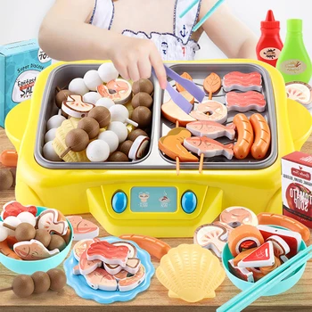 

Small Appliances Microwave Oven Toys Children Pretend Play Sets Hot Pot Barbecue Stove Simulation Spray Kitchen Cooking Skewers
