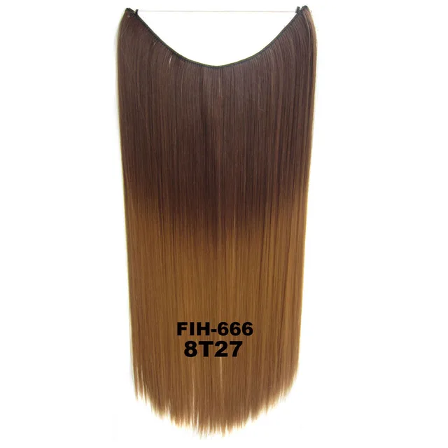 24inch 50grams 100grams Synthetic Hair Extension Gradual Color Brown Gray Blonde String Halo Hairpieces Extensions 50g-8T27