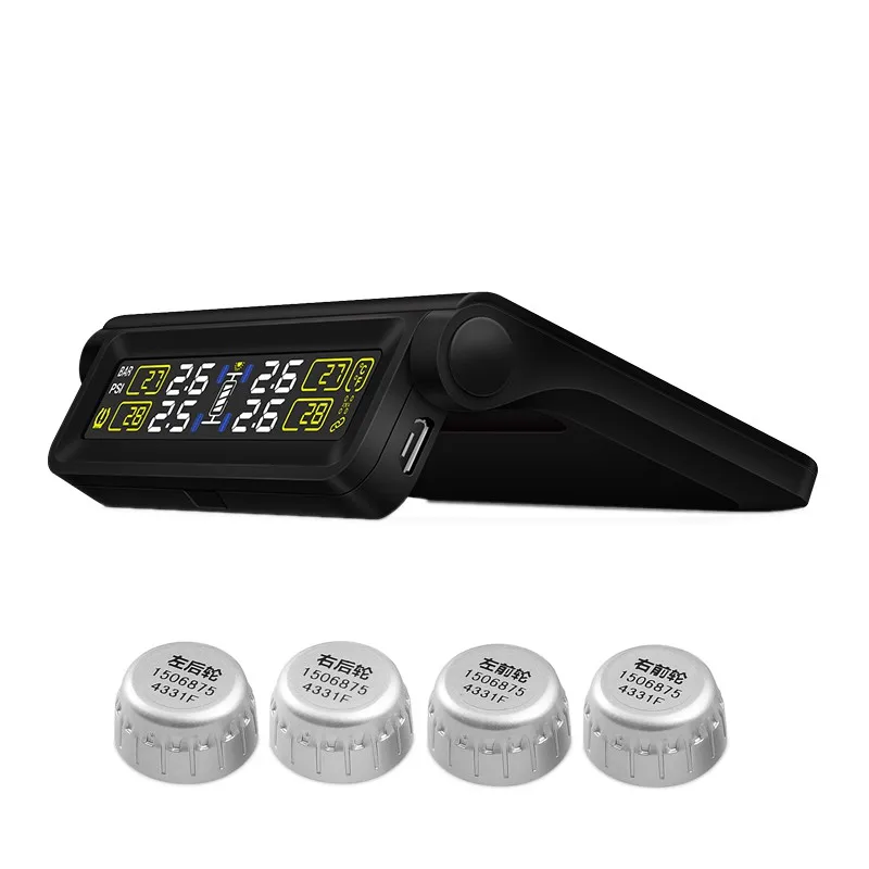 

T680 Solar Powered Tire Pressure Monitoring System TPMS Built-in Lithium Battery USB Cable Car Tire Pressure Monitor New