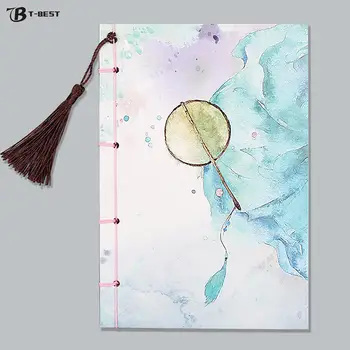 

70 Sheets Chinese Style Notebook Blank Kraft Paper Stitch Journal Diary Notepad with Tassels Sketchbook Writing Pad Stationery