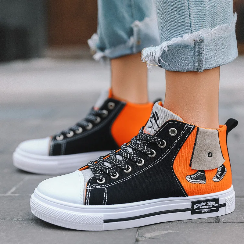 

Versatile Casual Hight-top Autumn Trendy Shoes MEN'S SHOES Sports 2019 New Style Canvas Skate Shoes Korean-style Trend Men Cloth