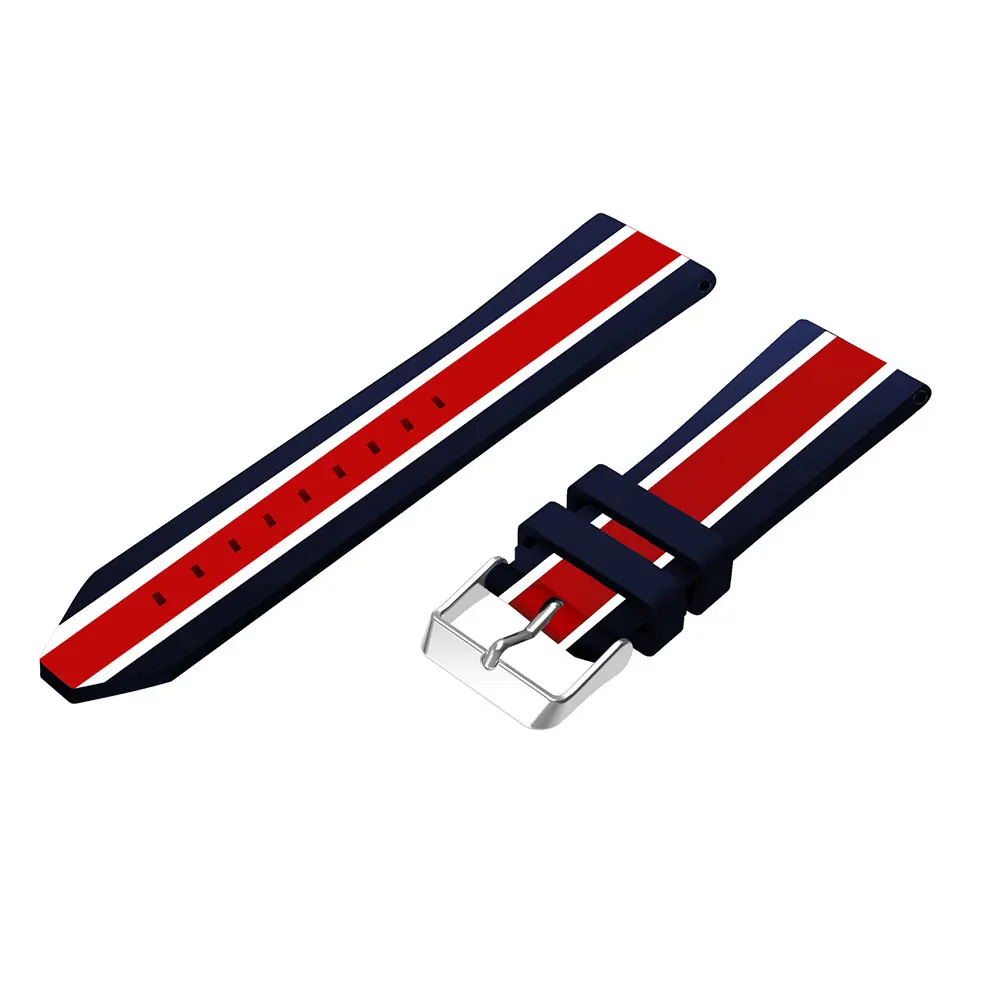 stripe red Быстрый выпуск 22 мм Универсальный ремешок для часов Силиконовый Браслет напечатанный ремешок для часов для samsung gear S3 Frontier wrisstrap - Цвет: stripe red